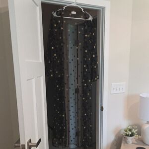 Pink Lily Black Sheer Kimono with Gold Stars